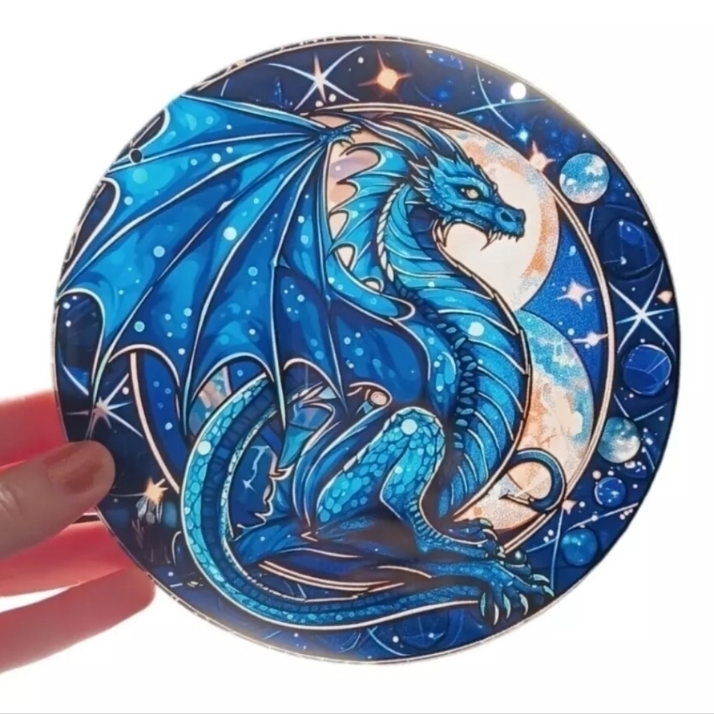 Gothic Dragon Suncatcher Faux Stained‎ Glass Fantasy Window Hanging Ornament